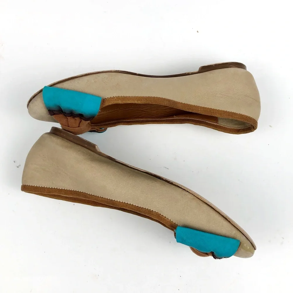 Crew Cuts Girls Tan Leather Ballet Flats Sz 13